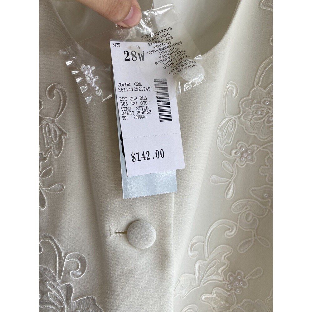 NWT Emily Jacket/Blazer Formal 28W Cream Faux Pearls Flowers Wedding mp$142